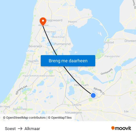 Soest to Alkmaar map