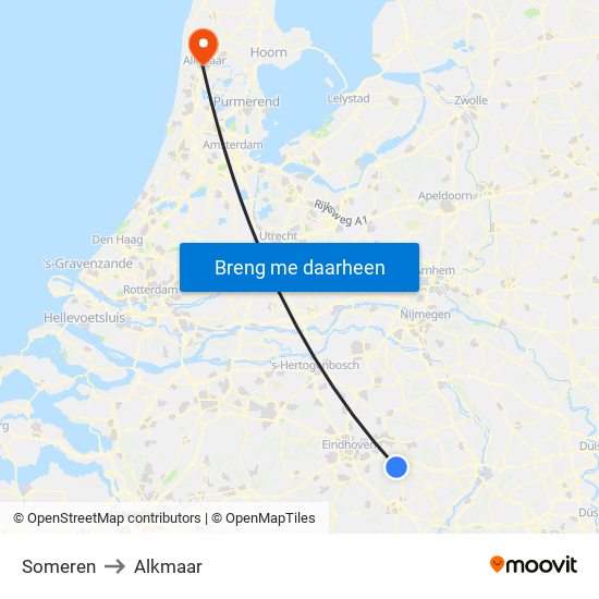 Someren to Alkmaar map