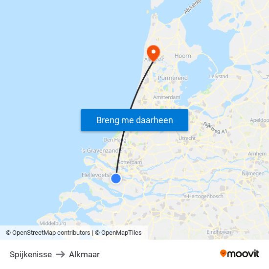 Spijkenisse to Alkmaar map