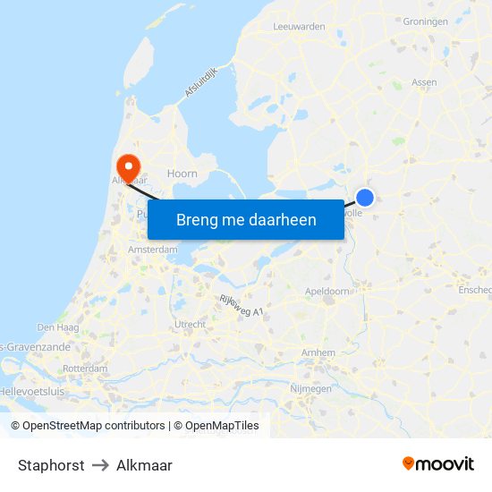Staphorst to Alkmaar map