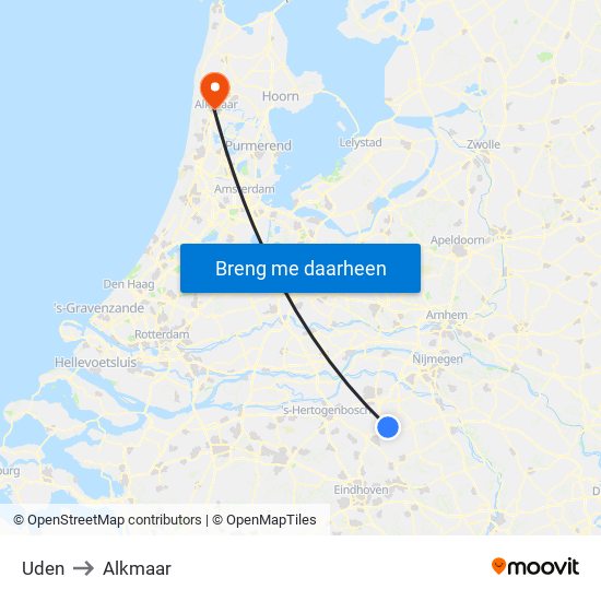 Uden to Alkmaar map