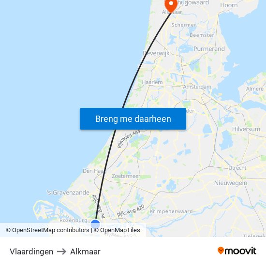 Vlaardingen to Alkmaar map