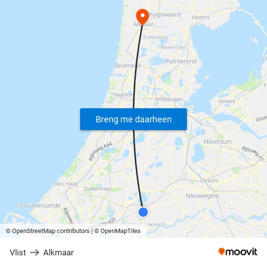 Vlist to Alkmaar map