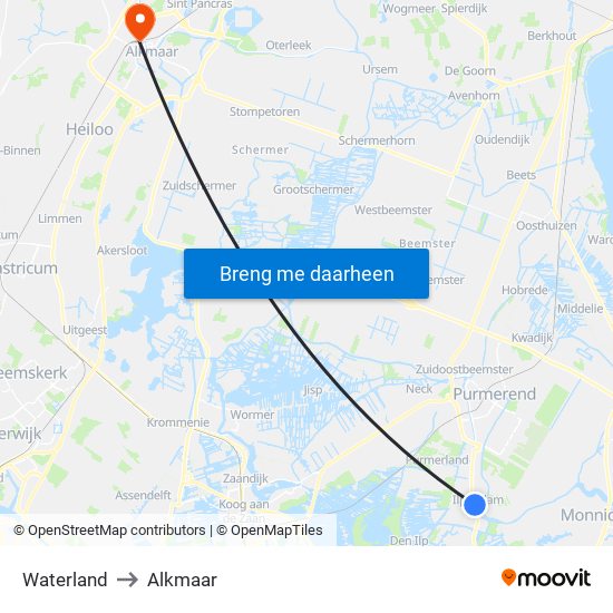 Waterland to Alkmaar map