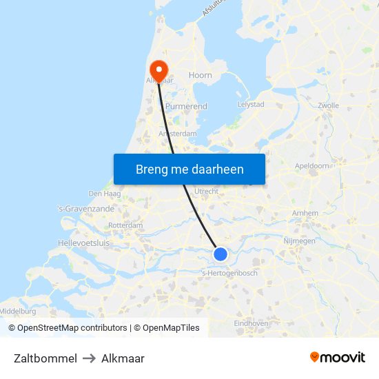 Zaltbommel to Alkmaar map