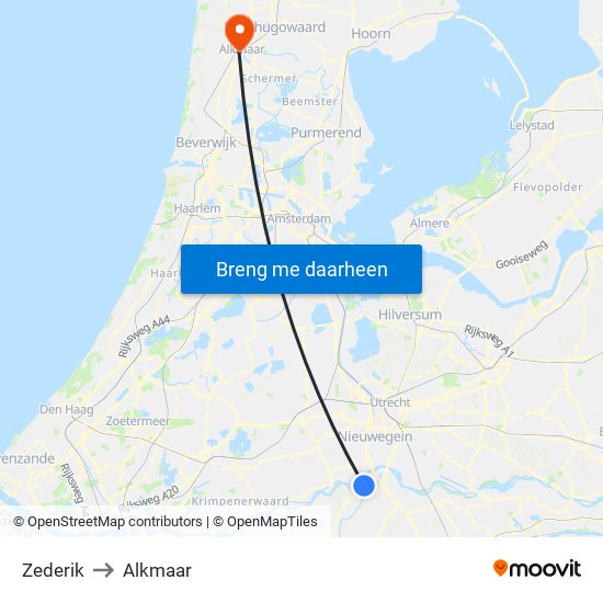 Zederik to Alkmaar map