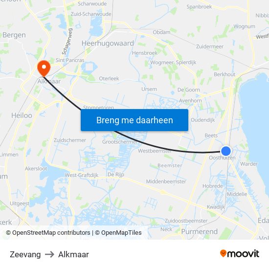 Zeevang to Alkmaar map