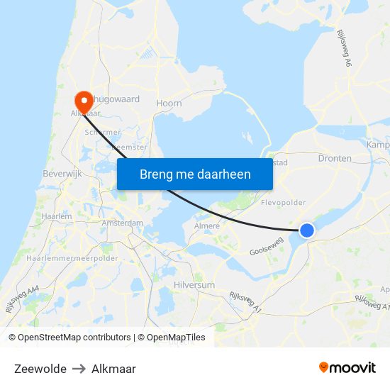 Zeewolde to Alkmaar map