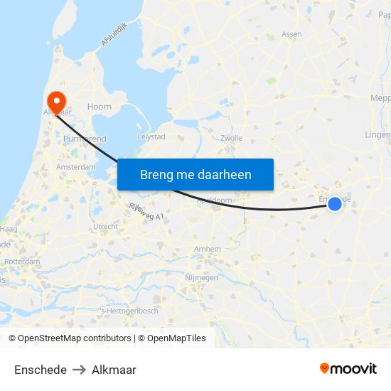 Enschede to Alkmaar map