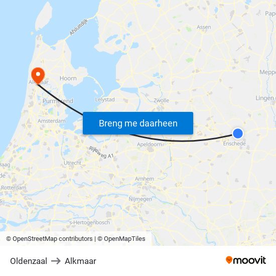 Oldenzaal to Alkmaar map