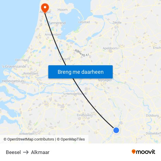 Beesel to Alkmaar map