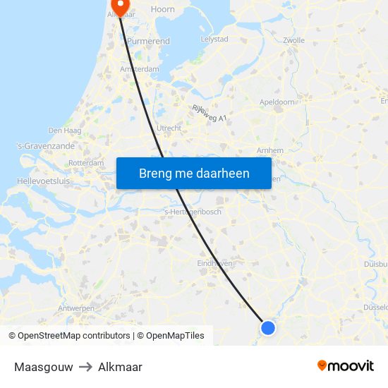 Maasgouw to Alkmaar map
