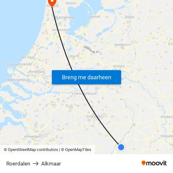 Roerdalen to Alkmaar map
