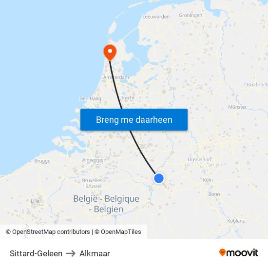 Sittard-Geleen to Alkmaar map