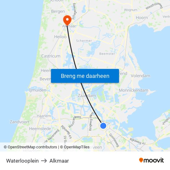 Waterlooplein to Alkmaar map