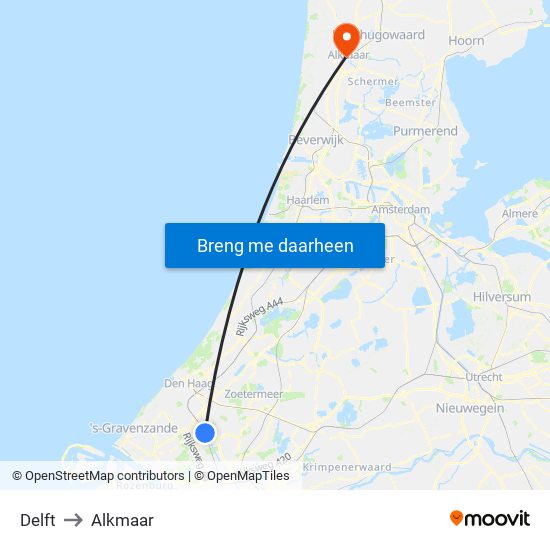 Delft to Alkmaar map