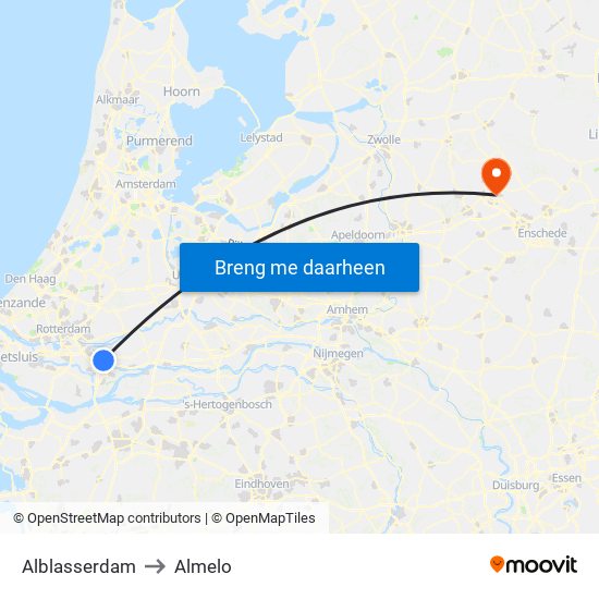 Alblasserdam to Almelo map