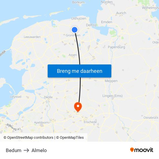 Bedum to Almelo map