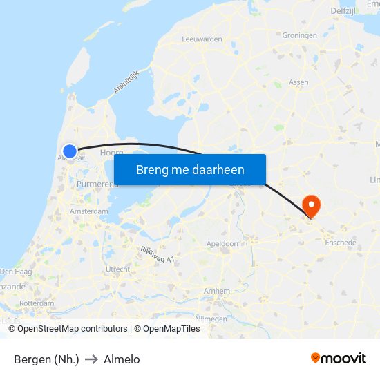 Bergen (Nh.) to Almelo map
