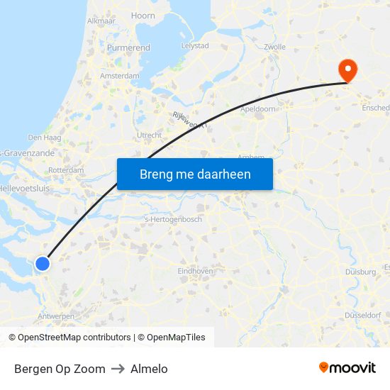 Bergen Op Zoom to Almelo map
