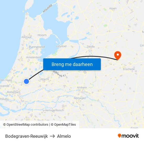 Bodegraven-Reeuwijk to Almelo map