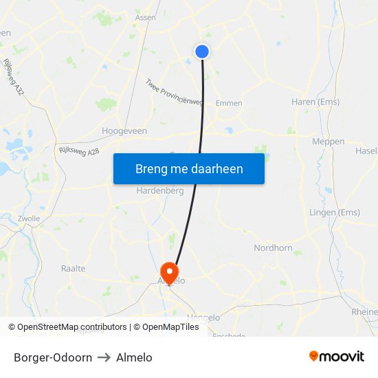 Borger-Odoorn to Almelo map