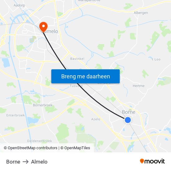 Borne to Almelo map