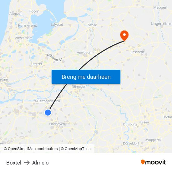 Boxtel to Almelo map