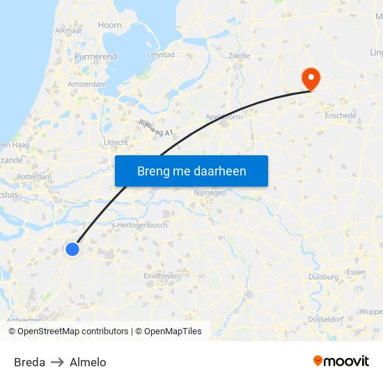 Breda to Almelo map