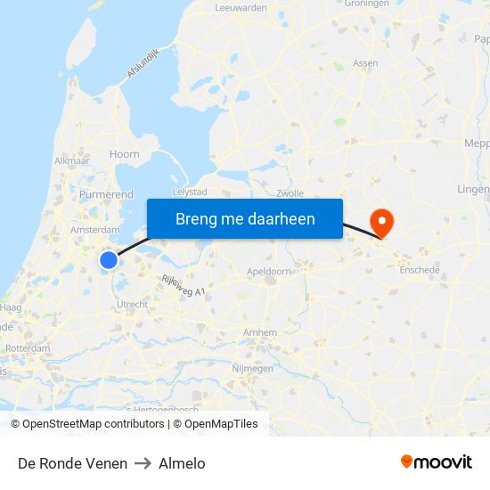 De Ronde Venen to Almelo map