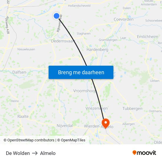 De Wolden to Almelo map