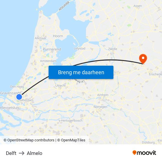 Delft to Almelo map