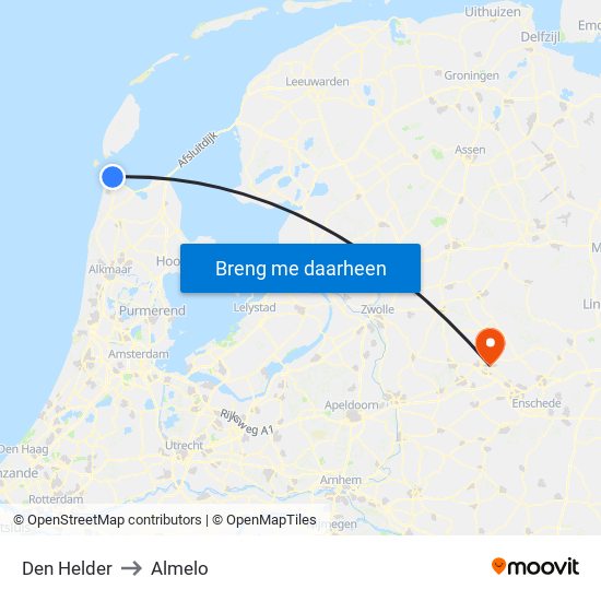 Den Helder to Almelo map