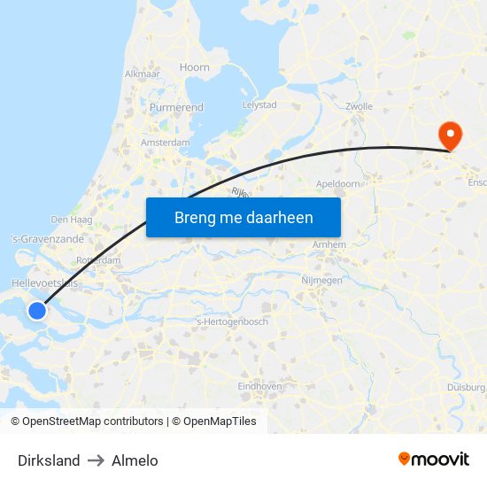 Dirksland to Almelo map