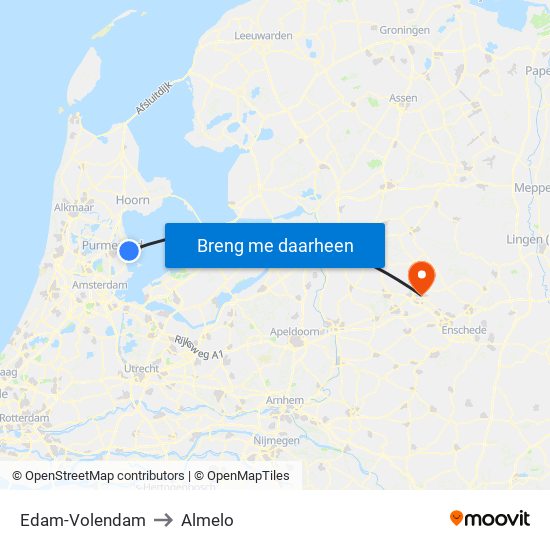 Edam-Volendam to Almelo map