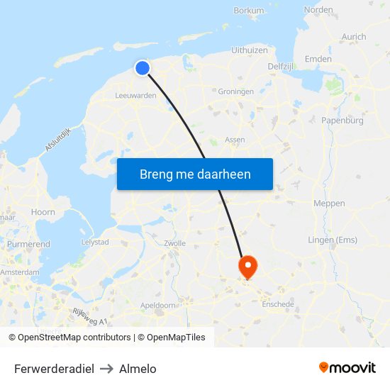 Ferwerderadiel to Almelo map