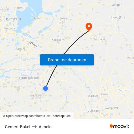 Gemert-Bakel to Almelo map