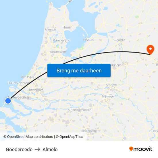 Goedereede to Almelo map