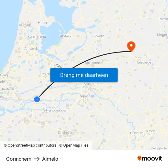 Gorinchem to Almelo map