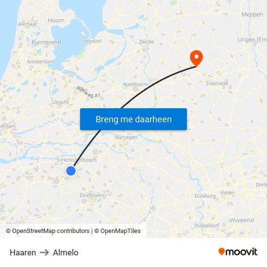 Haaren to Almelo map