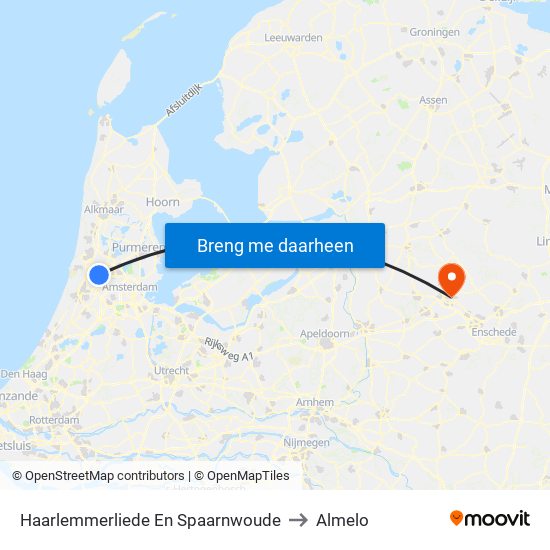 Haarlemmerliede En Spaarnwoude to Almelo map