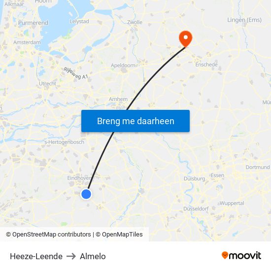 Heeze-Leende to Almelo map