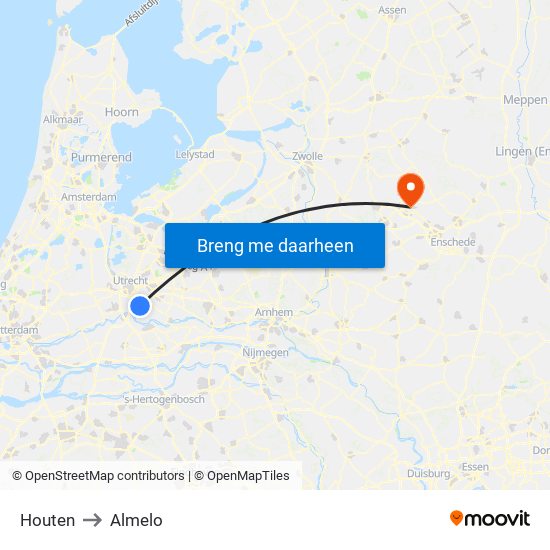Houten to Almelo map