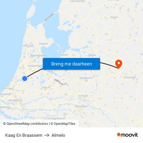 Kaag En Braassem to Almelo map