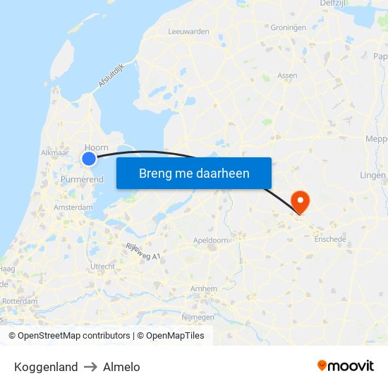 Koggenland to Almelo map