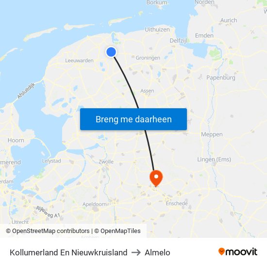 Kollumerland En Nieuwkruisland to Almelo map