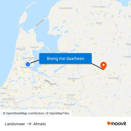 Landsmeer to Almelo map