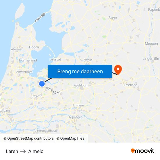 Laren to Almelo map