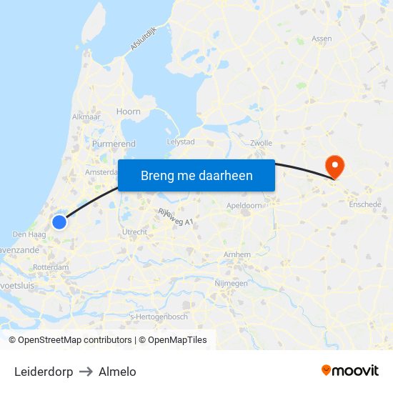 Leiderdorp to Almelo map