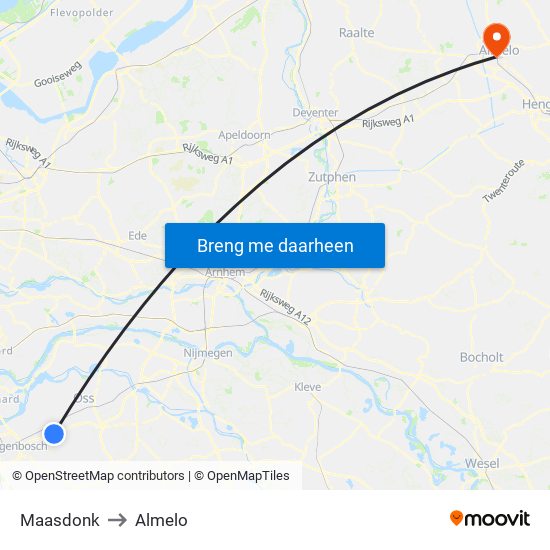 Maasdonk to Almelo map